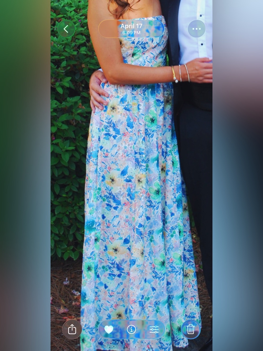 StoriavPastel Floral Formal Dress - Blue & Green Garden Print